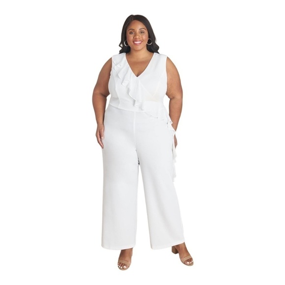 CONNECTED Apparel SARA IVORY JUMPSUIT - Picture 1 of 11